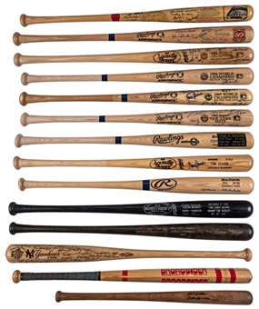 Lot of (14) Signed & Commemorative Bats Including Hall of Famers Multi-Signed Bat With 24 Signatures and a "Kings of Baseball" Signed Bat with Aaron, Rose, and Ryan (Beckett PreCert)